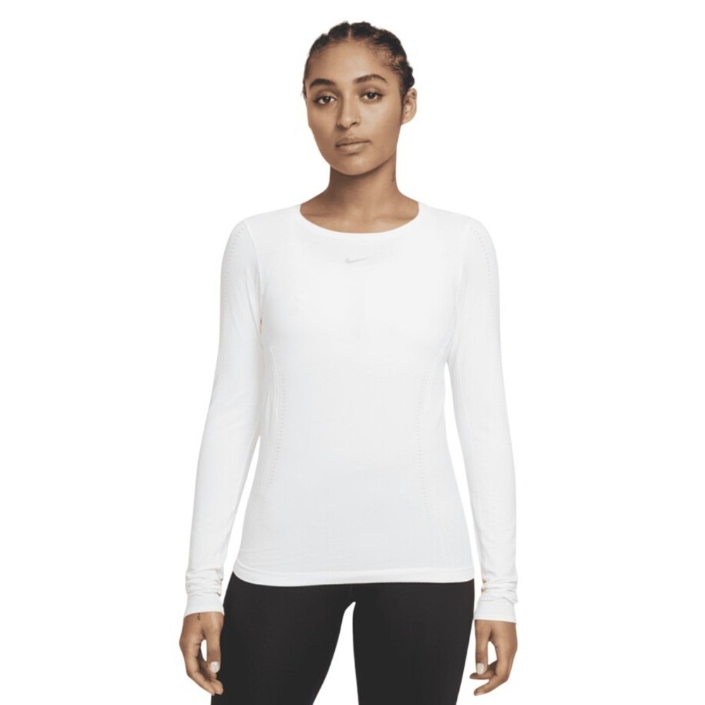 Nike Womens Dri-FIT ADV Aura Slim-Fit Long-Sleeve Training Top‎ Off White Large